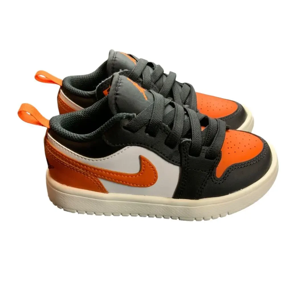 Nike Air Jordan 1 Low Alt TD Black Orange Toddler Shoes 11C DR9748-081 EUC
